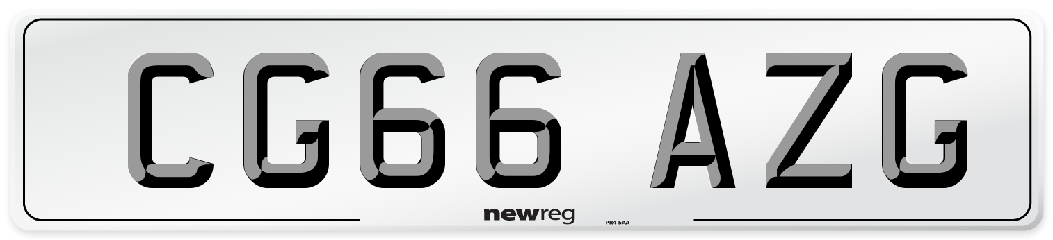 CG66 AZG Number Plate from New Reg